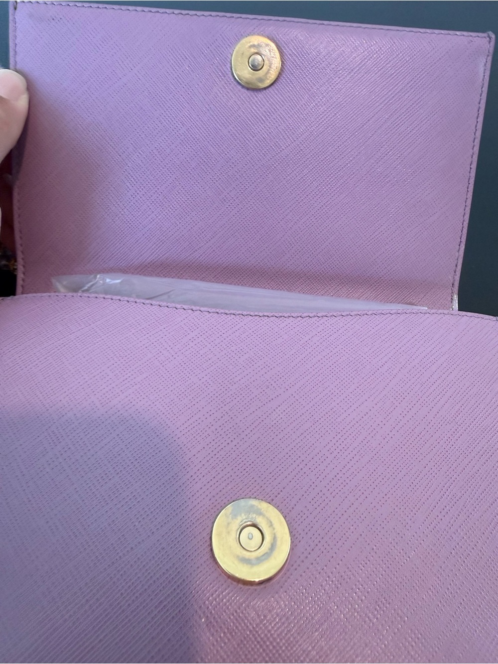 Authentic Salvatore Ferragamo Vara Bow Lilac leather clutch/crossbody - Picture 6 of 16